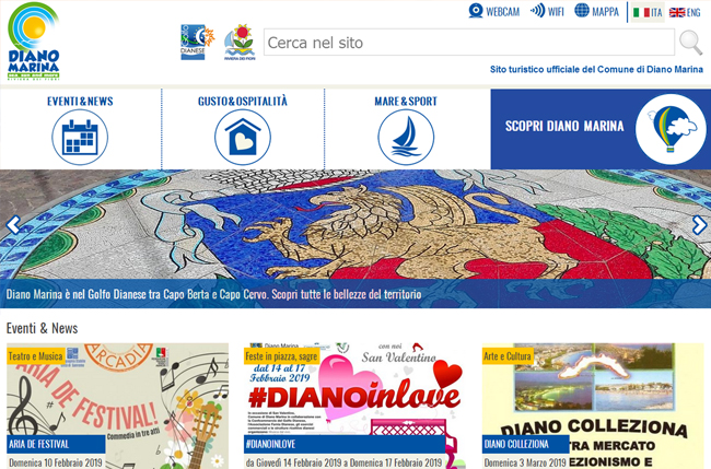 Homepage del sito turistico del Comune di Diano Marina