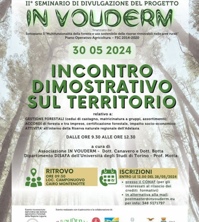 Incontro dimostrativo sul Territorio sulle tecniche e le strategie applicative di conservazione e gestione forestale (nell'ambito del progetto In Vouderm)