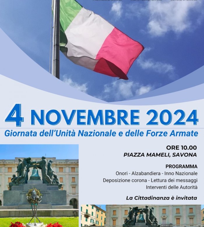 4 novembre 2024 - Giornata dell'Unità Nazionale e delle Forze Armate