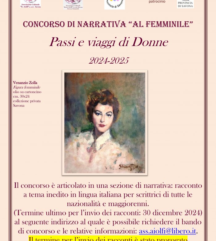 Concorso di narrativa "Al femminile" - Passi e viaggi di Donne - 2024/2025