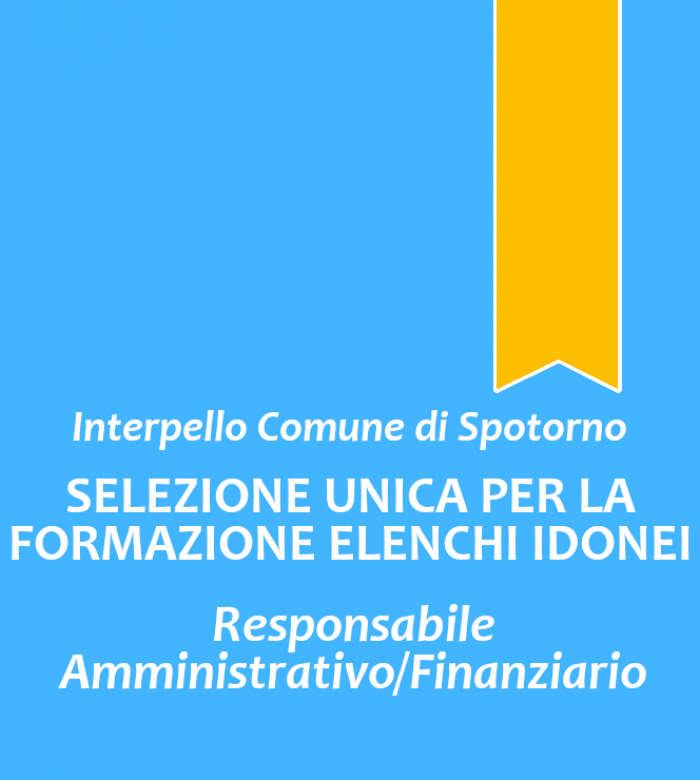 Interpello del Comune di Spotorno - Elenco idonei "Responsabile A/F"