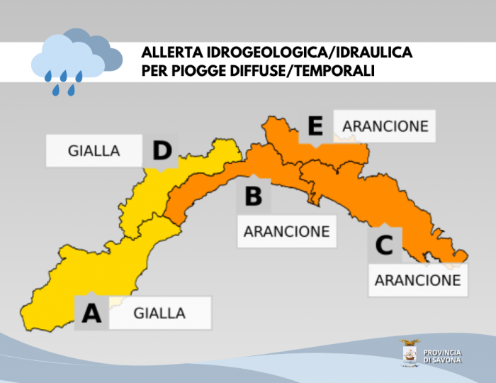 Allerta idrogeologica/idraulica per piogge diffuse/temporali
