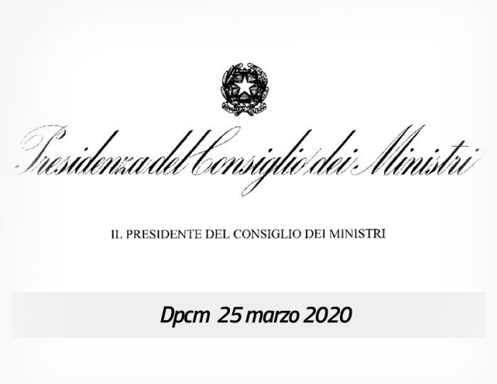 Coronavirus, firmato il Dpcm 25 marzo 2020 Coronavirus, firmato il Dpcm 25 marzo 2020