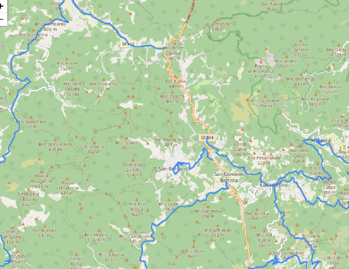 Mappa area interessata dalla SS 334 "del Sassello"