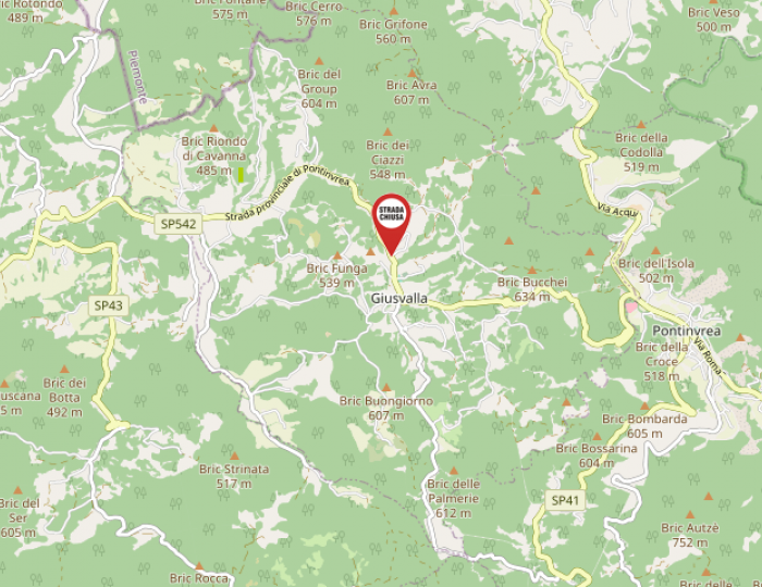 Giusvalla, chiusura SP 542 km 9+060