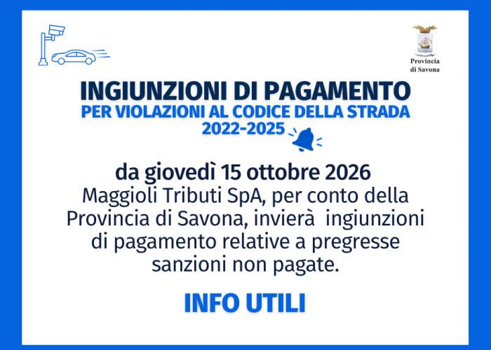 Ingiunzioni di pagamento per violazioni al Codice della strada 2022-2025: dal 15 ottobre in arrivo le notifiche tramite SEND