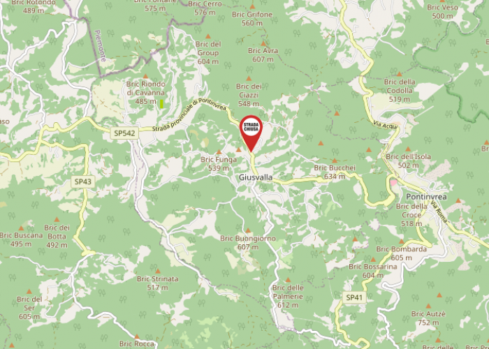 Giusvalla, chiusura SP 542 km 9+060