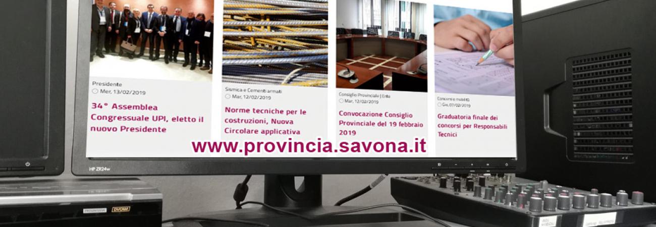 Online il nuovo portale della Provincia di Savona Online il nuovo portale della Provincia di Savona