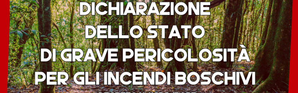 Dichiarazione dello stato di grave pericolosità per gli incendi boschivi 